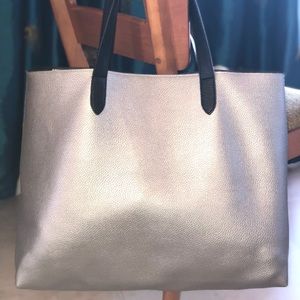Large silver tote bag